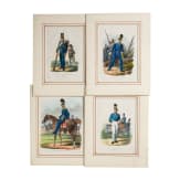 Zw&ouml;lf kolorierte Lithographien von Dietrich Monten aus "Die bayerische Armee nach der Ordonanz im Jahre 1825"