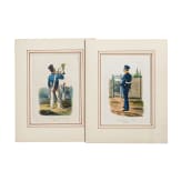 Zw&ouml;lf kolorierte Lithographien von Dietrich Monten aus "Die bayerische Armee nach der Ordonanz im Jahre 1825"
