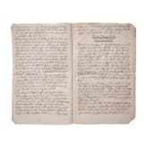 Friedrich der Gro&szlig;e - "Morgenstunden des K&ouml;nigs in Preu&szlig;en", Abschrift des 19. Jhdts. in lederner Schreibmappe mit geschnittener Darstellung des K&ouml;nigs