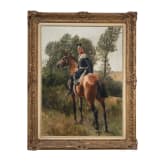 Theodor Rocholl (1854 - 1933), Ulanenoffizier zu Pferd, datiert "D&uuml;sseldf. 91"