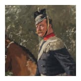 Theodor Rocholl (1854 - 1933), Ulanenoffizier zu Pferd, datiert "D&uuml;sseldf. 91"