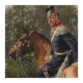 Theodor Rocholl (1854 - 1933), Ulanenoffizier zu Pferd, datiert "D&uuml;sseldf. 91"