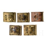 Five belt buckles for enlisted men, circa 1870 - 1918