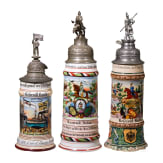 Three reservist mugs, guard dragoons, hunters on horseback and navy, 1905 - 1913