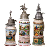 Three reservist mugs, guard dragoons, hunters on horseback and navy, 1905 - 1913