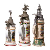 Three reservist mugs, guard dragoons, hunters on horseback and navy, 1905 - 1913