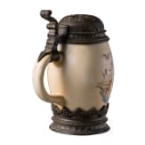 A German pewter-mounted faience jug, 1887