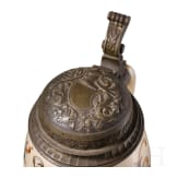 A German pewter-mounted faience jug, 1887