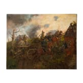 Theodor Rocholl (1854 - 1933), Artillery on horseback in battle, dated 1925