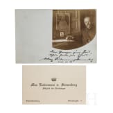 Offizier und Politiker Max Liebermann von Sonnenberg (1848 - 1911) - Portraitpostkarte mit eigenh&auml;ndigen Zeilen und Unterschrift, Visitenkarte 1910