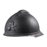 A helmet M 15 &ldquo;Adrian&rdquo; with shortened front visor for tank crews, observers and the like, ca. 1918