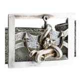 A silver buckle belt with snake with leather belt, 20th century