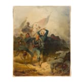 &bdquo;Kampfszene mit Fahnenangriff", Johann Friedrich Engel (Mannheim 1844 &ndash; 1898 M&uuml;nchen), sp&auml;tes 19. Jhdt.