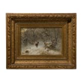 Christian Johann Kr&ouml;ner (1838-1911) - Reh und Wildschweine im Winterwald