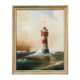 "Lighthouse Roter Sand", Georg Wilking (1869 &ndash; 1914), 1908, oil on wood panel