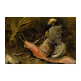 "Dwarfs on mushrooms in a forest landscape", Heinrich Schlitt (Wiesbaden-Biebrich 1849 &ndash; Munich 1923), 1880, oil on wooden panel