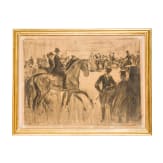 "Horses and riders", Anonymous, late 19th to early 20th century, charcoal on paper