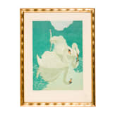 &ldquo;Swans&rdquo;, Carl Theodor Thiemann (1860 Karlsruhe&ndash;1932 Dachau), circa 1900&ndash;1915, colour woodcut on paper
