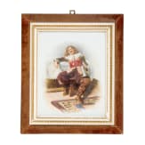 Two painted porcelain plaques &ldquo;Gentleman with tankard&rdquo; and &ldquo;The smoker&rdquo;, attributed to Albert Friedrich Schr&ouml;der (Dresden 1854 &ndash; 1939 Munich), circa 1900