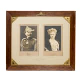&ldquo;Hatter & Hairdresser&rdquo;, double portrait of Emperor Wilhelm II and Empress Augusta Victoria, Eike Heinrich Redel (b. 1951, Castrop-Rauxel), 21st century, mixed media over black-and-white photographs on paper