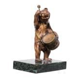 Drumming Bear in Bronze, late 19th to early 20th century