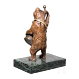 Drumming Bear in Bronze, late 19th to early 20th century
