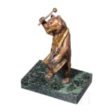 Drumming Bear in Bronze, late 19th to early 20th century