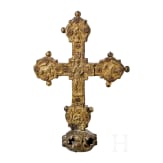 A large gilt-copper-mounted wood processional cross, Italy, circa 1500