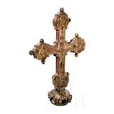 A large gilt-copper-mounted wood processional cross, Italy, circa 1500