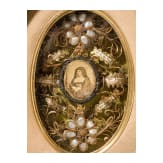 A group of religious works (convent work; Sacred Heart votive image; engraving of the Holy Face of Christ), probably France/Italy, 19th century