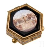 A brass and micro-mosaic lidded box depicting Piazza San Pietro, Cesare Roccheggiani (Rome), circa 1870&ndash;1880