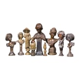 Nine bronze desk seals with Art Nouveau female figures, probably France and Central Europe, circa 1900