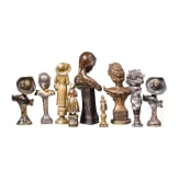Nine bronze desk seals with Art Nouveau female figures, probably France and Central Europe, circa 1900