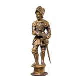 A gilt brass seal stamp with knight figure, probably Germany, circa 1900