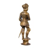 A gilt brass seal stamp with knight figure, probably Germany, circa 1900