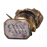 A gilt brass seal stamp with knight figure, probably Germany, circa 1900