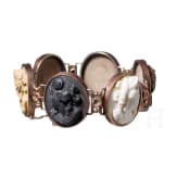 A bracelet with multicolored lava cameos, Italy, 2nd half 19th century