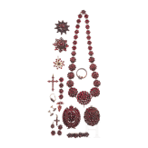 A collection of garnet jewellery