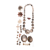 A collection of garnet jewellery
