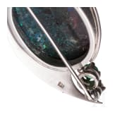 A 14ct white gold opal and diamond brooch (ca. 0.1ct)