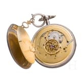 A silver-guilloch&eacute; enamel and brass pocket watch, France, 19th century