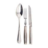 A silver travelling cutlery with case, Augsburg, Franz Carl Schmedding (Master 1838-1872), 1855 (one spoon Berlin, circa 1800)