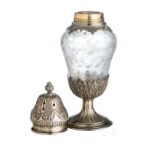 A silver-mounted French cut-glass sugar caster, late 19th century