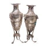 Two silver vases with rams, Hanau, J.D. Schleissner and Sons,19th century