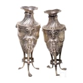 Two silver vases with rams, Hanau, J.D. Schleissner and Sons,19th century