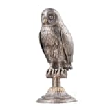 A large German partially gilt silver owl &bdquo;drinking game", Schw&auml;bisch Gm&uuml;nd, Hugo B&ouml;hm, circa 1900