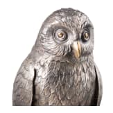 A large German partially gilt silver owl &bdquo;drinking game", Schw&auml;bisch Gm&uuml;nd, Hugo B&ouml;hm, circa 1900