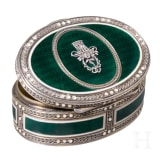 A silver and guilloch&eacute;-enamel tabacco box with case, probably Austiran, circa 1900