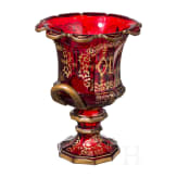 Gro&szlig;e Kratervase und zwei kleine Kratervasen mit Golddekor, B&ouml;hmen, um 1900