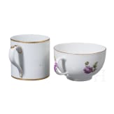 Zwei Porzellantassen mit Untertassen, Meissen, um 1790 /Niderviller, Graf von Custine, 1770-93